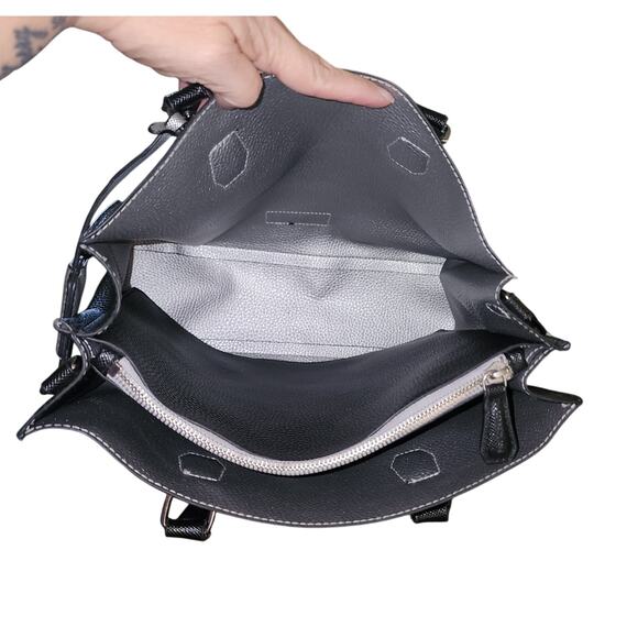 Kenneth Cole black leather satchel shoulder bag - Picture 6 of 7